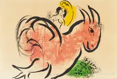 Le coq rouge by Marc Chagall, 1952, Farblithografie auf Arches, sold Jun 2017