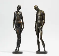 Joseph Enseling, Adam und Eva, 1914, Jeweils Bronze, braun patiniert