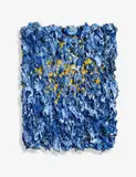 Bernd Schwarzer, "Europäischer Vulkan" (Flammenbild, Blau-Gold), Öl auf Leinwand