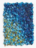 Bernd Schwarzer, "Europäisches Flammenbild/Europäischer Vulkan (Gold-Blau)", Öl auf Leinwand