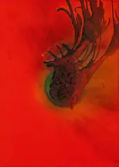 Otto Piene, "Fire Bug", 1976, Mischtechnik (Feuergouache) auf Leinwand