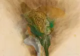 Otto Piene, "Morgensilbern", 1974, Mischtechnik (Feuergouache) auf Karton
