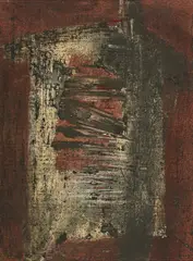 Gustav Deppe, "Turm Rot-Weiß", 1958, Öl und Acryl auf Hartfaserplatte