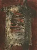 Gustav Deppe, "Turm Rot-Weiß", 1958, Öl und Acryl auf Hartfaserplatte