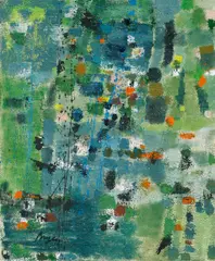 Camille Bryen, Fission Colorée, 1957, Öl auf Leinwand