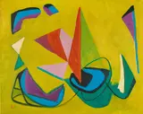 Otto Ritschl, "Abstrakte Komposition", 1953, Öl auf Pressspan