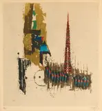 Johnny Friedlaender, Psaltérion, 1976, Farbradierung auf ARCHES FRANCE (Wasserzeichen)