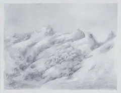 Zoran Mušič, "Montagnes de neige", 1977, Bleistift auf glattem Papier
