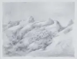 Zoran Mušič, "Montagnes de neige", 1977, Bleistift auf glattem Papier