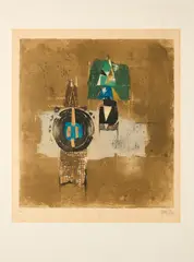 Johnny Friedlaender, Improvisation, 1980, Farbradierung auf Arches FRANCE (Wasserzeichen)