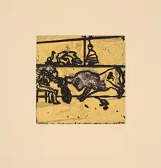 Jorge Castillo, Aus: Hommage à Goya, 1973, Farbradierung auf Japan