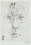 Horst Janssen, Ohne Titel (selbst für CC), 1975, Radierung auf Kupferdruckkarton