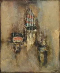 Johnny Friedlaender, "Formes fond sombre", 1988, Öl auf Leinwand