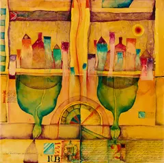 Matko Trebotić, "Zwei Beume, zwei Stete", 1974, Acryl auf Leinwand