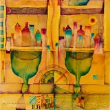 Matko Trebotić, "Zwei Beume, zwei Stete", 1974, Acryl auf Leinwand
