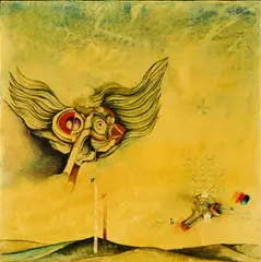 Matko Trebotić, Vögel in neuer Landschaft, 1976, Acryl auf Leinwand