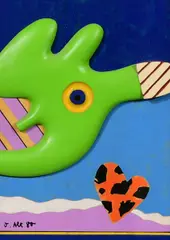 "Strand der Liebe" by Otmar Alt, 1980, Öl auf Holz, collagiert auf mit Öl bemaltem Holz, sold Mar 2019