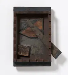 Georges Noël, Ohne Titel (Collage sur bois), 1983, Assemblage