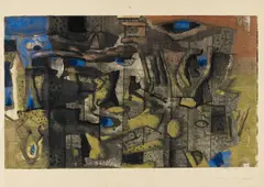 Conrad Westpfahl, Mauerphantasie I, 1956, Monotypie auf Velin