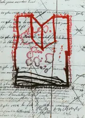 Ohne Titel by Pierre Alechinsky, auf dünnem Velin (von fremder Hand beschrieben), sold Oct 2017