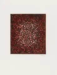 Awaking earth by Mark Tobey, 1974, Farbige Aquatintaradierung auf THSaunders England (Wasserzeichen), sold Sep 2017