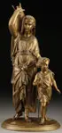 Léon Pilet, Hagar and Ishmael, Bronze with gilt patina
