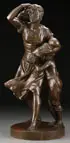 Émile Joseph Nestor Carlier, Keeping Watch, Bronze with dark brown patina