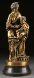Louis Sauvageau, Femme et Amour, Le Feu, Bronze with gilt patina