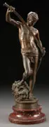 David by Antonin Mercié, Bronze with brown patina, offered Jun 2013