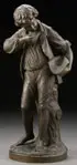 French School, Shooting Cherry Pits, Bronze with dark brown patina