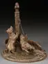 Henri Alfred Jacquemart, Dogs Chasing Mice, Bronze with dark patina