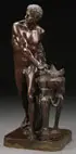 French School, Vulcan at Forge, Bronze with dark brown patina