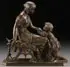 French School, A Neoclassic Mother and Child, Bronze with dark brown patina