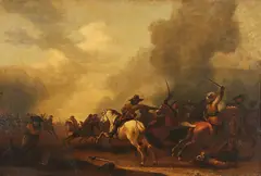Abraham van der Hoef, Calvary Skirmish, Oil on wood panel
