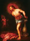 Hispano-Flemish School, The Scourging at the Pillar, Oil on wood panel