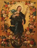 Austrian School, The Virgin Within a Floral Wreath