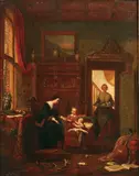 Ferdinand de Braekeleer, Sr., The Joy of Motherhood, Oil on canvas