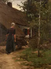 Willy Martens, Gathering Wood, Oil on canvas laid down