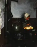 Hague School, In the Kitchen, Oil on artist board