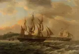Thomas Luny, Ships off the Coast of Dover, Oil on wood panel