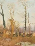 Alexander Demetrius Goltz, Bivouac, Skutari, Albania, 1916, Oil on wood panel
