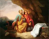 Théodor Schaepkens, St. Peter and St. John at the Empty Tomb of Christ, Oil on canvas