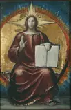 Johann Benjamin Godron, Christ Pantocrator, Gouache and gilt on board