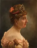 Portrait of a Noble Woman with Tiara by Italian School, Oil on wood panel, offered Nov 2012