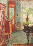 Paula Kohlschütter, Interior View of Music Room in the Biedermeier Taste, Oil on canvas
