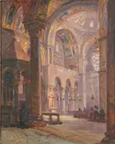 Karl Feyler, Interior View of St. Mark's Basilica, Venice, Oil on artist board
