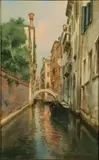 Alberto Prosdocimi, A Quiet Venetian Canal, Watercolor on paper