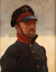 Hans Kohlschein, Portrait of a Soldier, Oil on canvas laid down on wood panel