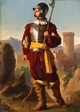 Auguste Jouve, A Watchman, Oil on paper laid down on board