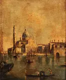 Giovanni Antonio Canaletto, Venetian Scene of St. Mark's Basilica from the Grand Canal, Oil on canvas